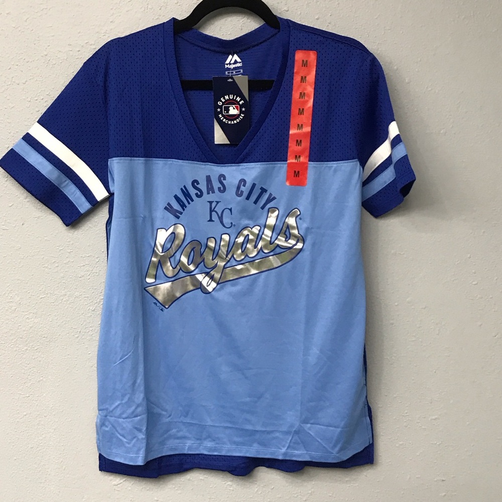 Majestic Blue Kansas City Royals V-Neck Tee